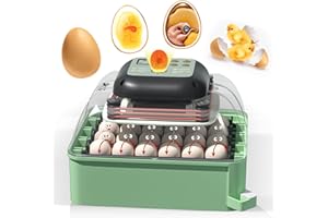 MIKIROY Chicken Egg Incubator with Automatic Egg Turning and Humidity Control – Ideal for Chicken, Duck, and Quail Eggs – Holds 24 Eggs (Green)