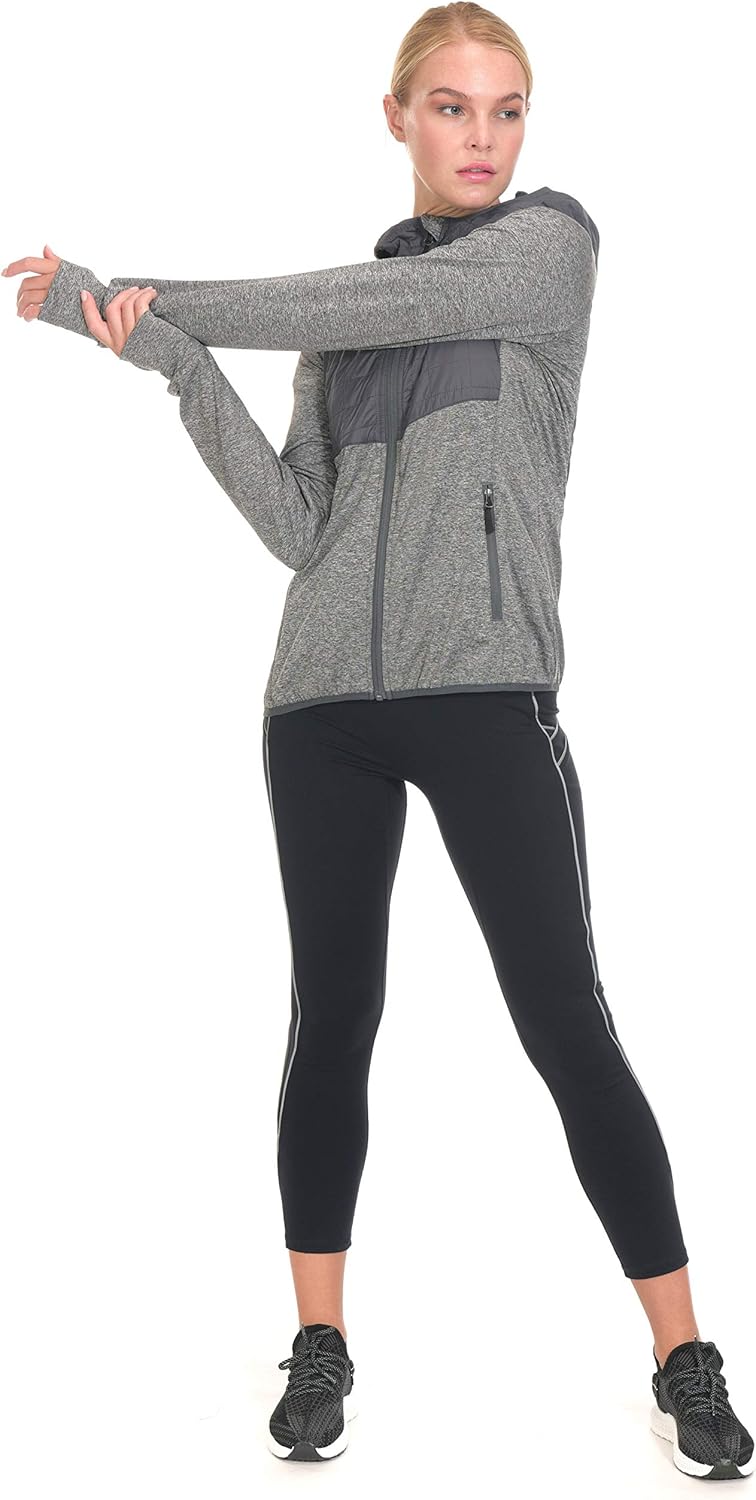 Little Donkey Andy Women's Lightweight Thermal Running Jacket Hooded Sports Track Jacket Quick Dry with Thumb Holes : Clothing