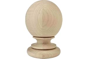 H HIGHLAND MANOR WOOD PRODUCTS LLC Highland Manor Wood Products Small Kline Ball Finial - 5 1/2" Tall x 3 3/4" Wide - Unfinished Round Wooden Finial for Indoor Use - Perfect for Staircases or Bed Posts - (1 Finial) (Maple)