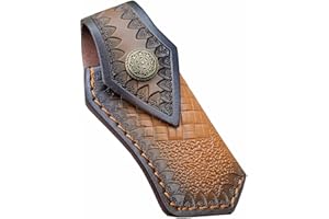 COHOMELARS Leather Folding Pocket Knife Sheath for 4.3-5 inch Knives,Leather Snap Knife Holder,Leather Knife Holster Belt Loop,5 inch Leather Knife Sheaths,EDC Leather Knife Pouch (Light Brown)