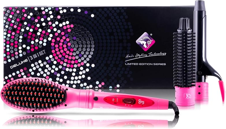 royale ceramic hair brush straightener
