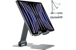 Anozer Tablet Stand,Adjustable Tablet Holder for Desk,Foldable Aluminium for iPad Stand Dock Holder for iPad Air 5/4/Mini 6/Mini 5/10.2/Pro 12.9/Pro 11,Portable Monitor,Surface (4-13 inch)-Grey