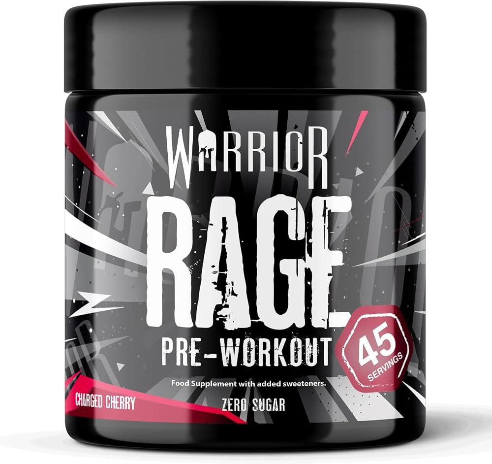 Warrior Rage Pre Workout Powder 392g High Stim 300mg Caffeine Cherry