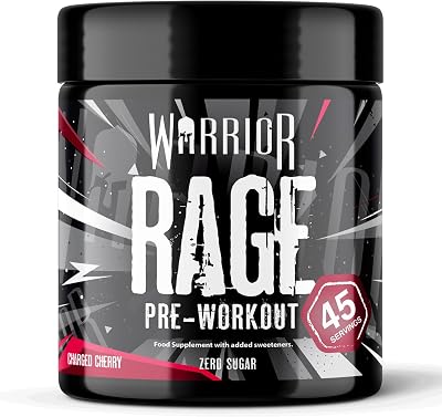 Warrior Rage Pre Workout Powder 392g High Stim 300mg Caffeine Cherry