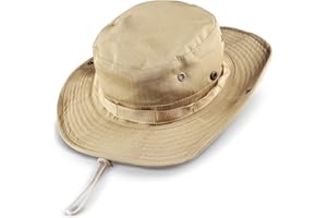 Kolumb Wide Brim Boonie Hat, Men & Women Top Camo Bucket Hats for Safari Military Beach