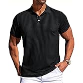 PJ PAUL JONES Mens Short Sleeve Texture Polo Shirts Casual Wrinkle Free Stretch Knit Golf Shirt Tops