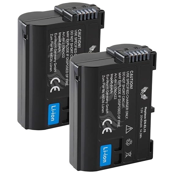 2X SK Akku Nikon EN-EL15 | 2040mAh | für Nikon D500 D600 D610 D750 D7500 D800 D810 D7000 D7100 D7200 D8000 / Nikon 1 V1