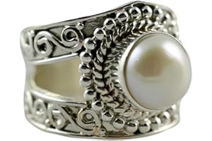 Freshwater Pearl 925 Sterling Silver Handmade Womens Statement Ring Size 4 to 13 Pearl Jewelry Christmas Anniversary Birthday