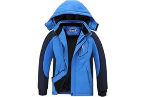 OHSNMAKSL Boy's Waterproof Ski Jacket Warm Winter Snow Coat Kids Fleece Snowboarding Jackets Thick Hooded Windproof Coats