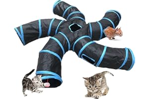 FEESOK Cat Tunnel,5 Way Large Collapsible Tunnels Tube Upgrade with 6 Peek Hole,S-Shaped Maze House Play Toy Interactive Cat Toy for Cat Kitten Kitty Rabbit