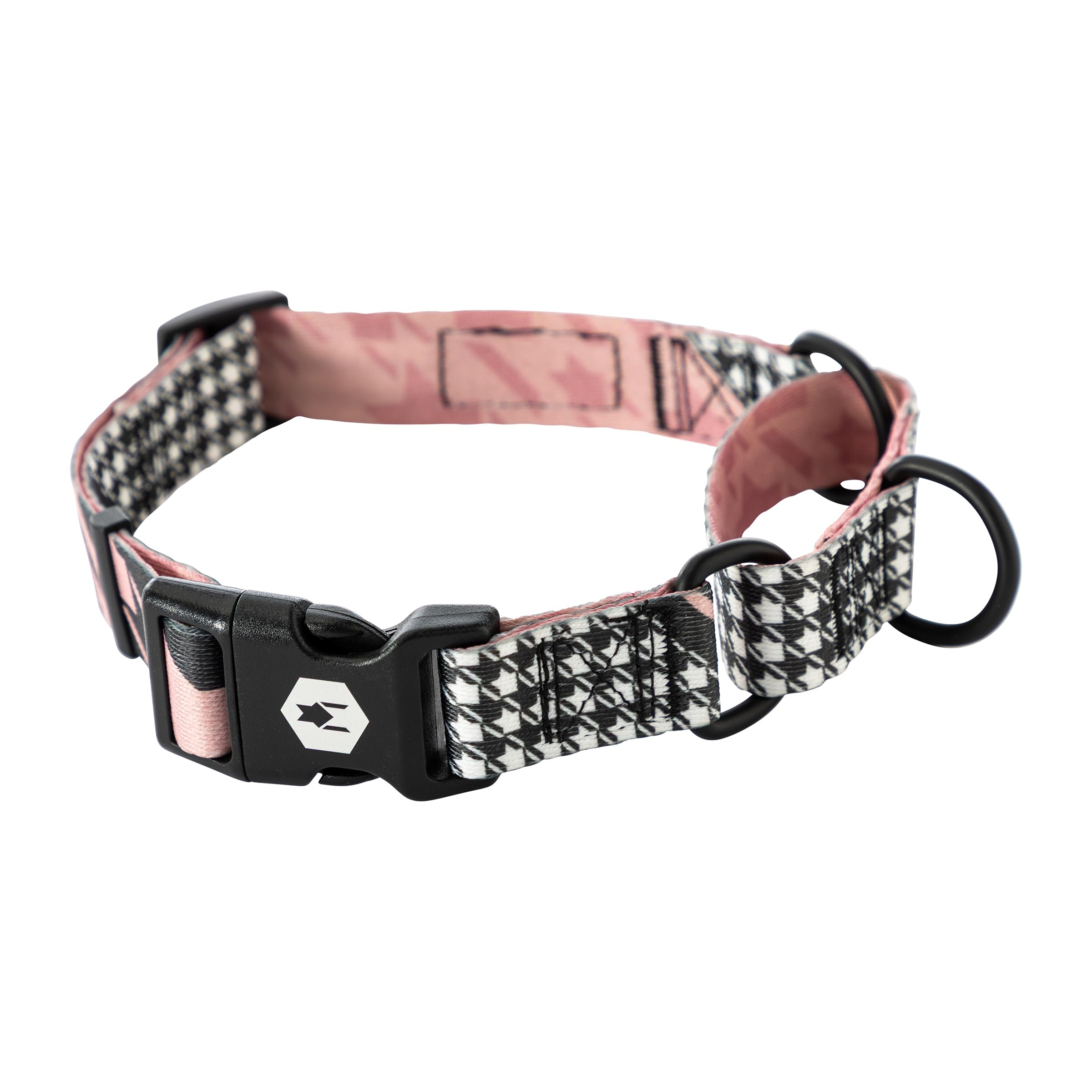 Wolfgang Heavy Duty Martingale Dog Collar with Quick Release Nylon Buckle for Walking & Training, HoundsPink Print, Large Image