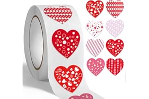 ZEPTRIX 500Pcs Red Heart Stickers for Kids Roll,1Inch Waterproof Valentine's Day Love Shape Stickers Decorations Wedding,Anniversaries,Craft Scrapbook Invitation Envelopes Boxes Cards Gift Tags Bags Labels