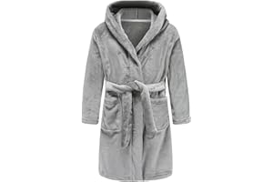 BTPEIHTD Boys' Hooded Bathrobe Kids Plush Fuzzy Fleece Robe Teen boy Soft Spa Robe Girls Sleepwear pajamas Toddler Nightgown