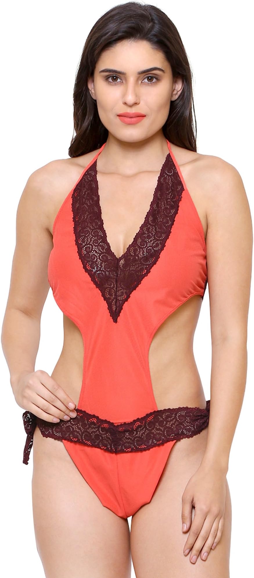 Women's Synthetic Baby Doll (B10H_Peach_Free Size)