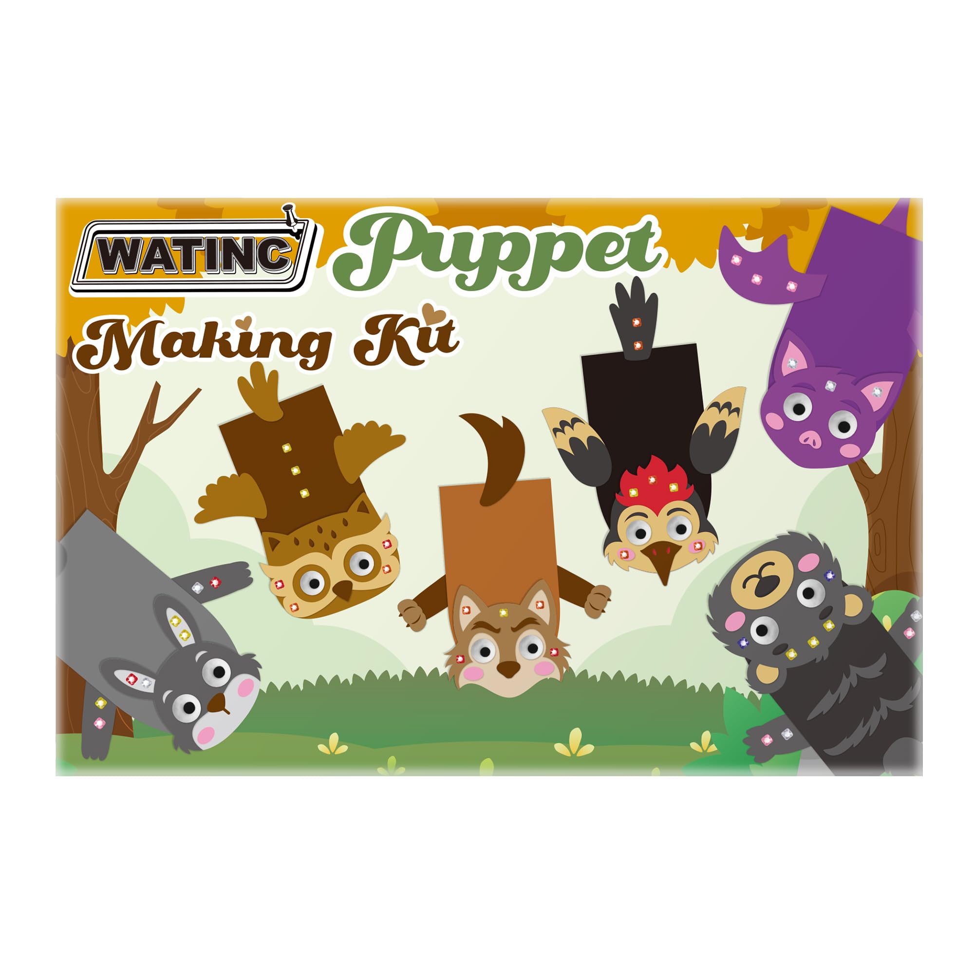 WATINC 6Pcs Hand Puppet Making Kit, Art Craft Felt