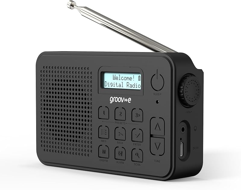 groov e Madrid Rechargeable DAB FM Radio Bluetooth Alarm Clock LCD