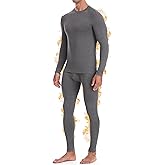 EoBeKee Mens Thermal Underwear Set - Fleece Lined Long Johns Thermals Top and Bottom Base Layer for Cold Weather Winter Ski