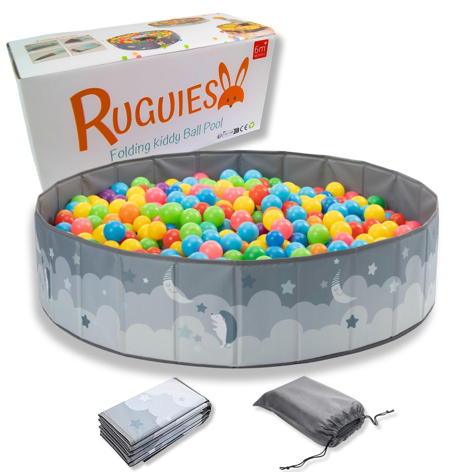 RUGUIES-Ball Pit for Baby- Ball Pits for children under 3 years old- Portable and Folding Ball Pool- Big Toddler Ball Pit- For indoor and Outdoor- Waterproof 31x10"/80x26cm (Balls not included).