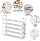OYREL 5-Tier Shoe Rack 20-25 Pairs Large Organizer with Side Bag White view 5