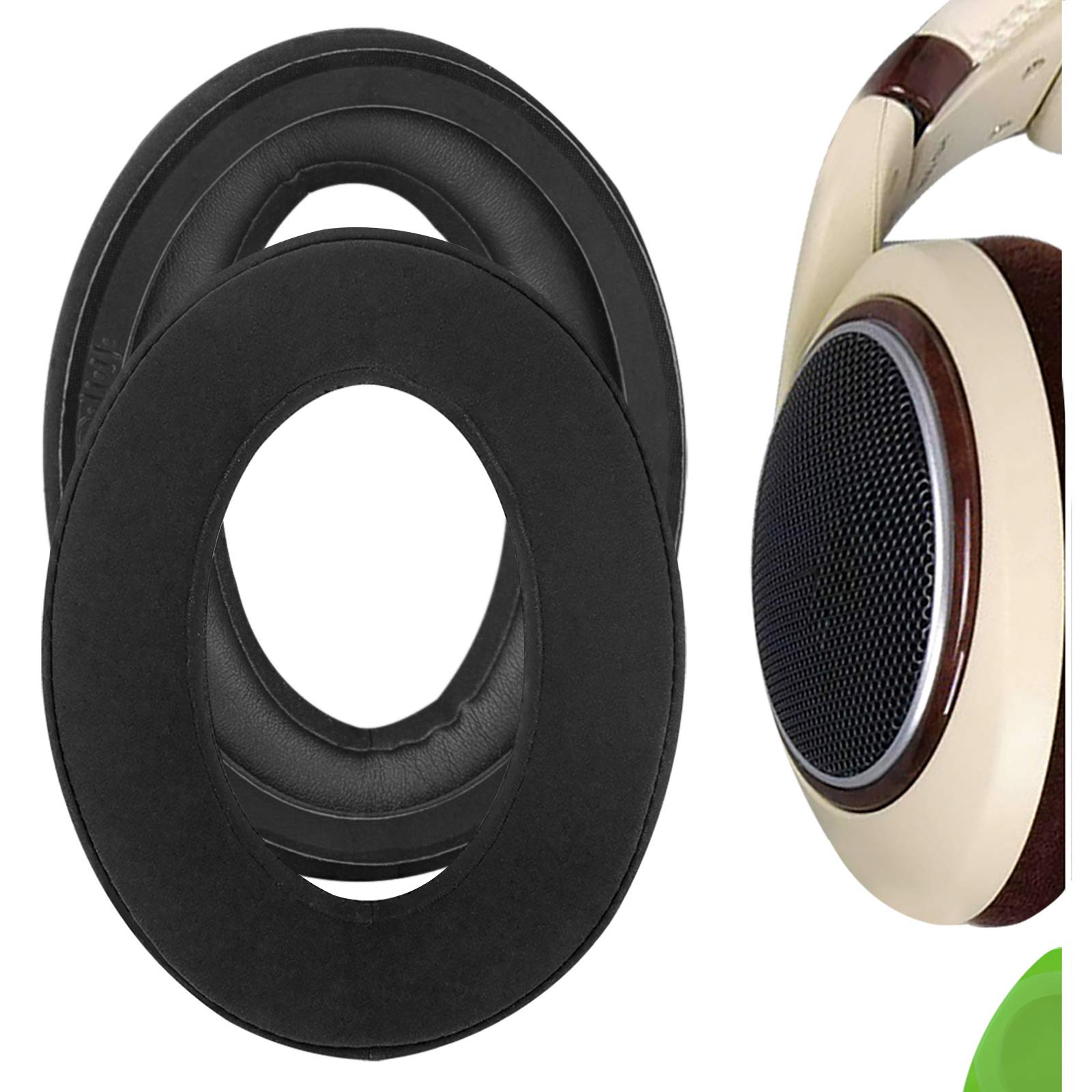 Geekria Comfort Laminated Fabric Replacement Ear Pads for Sennheiser HD505, HD515, HD555, HD518, HD558, HD559, HD569, HD579, HD589 Headphones Ear Cushions, Headset Earpads (Black)