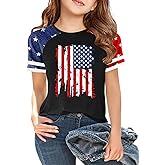 Ithalt Boys Girls USA Shirts Kids 4th of July Shirts American Flag Tshirt Patriotic Top Independence Day Outfit 5-13y