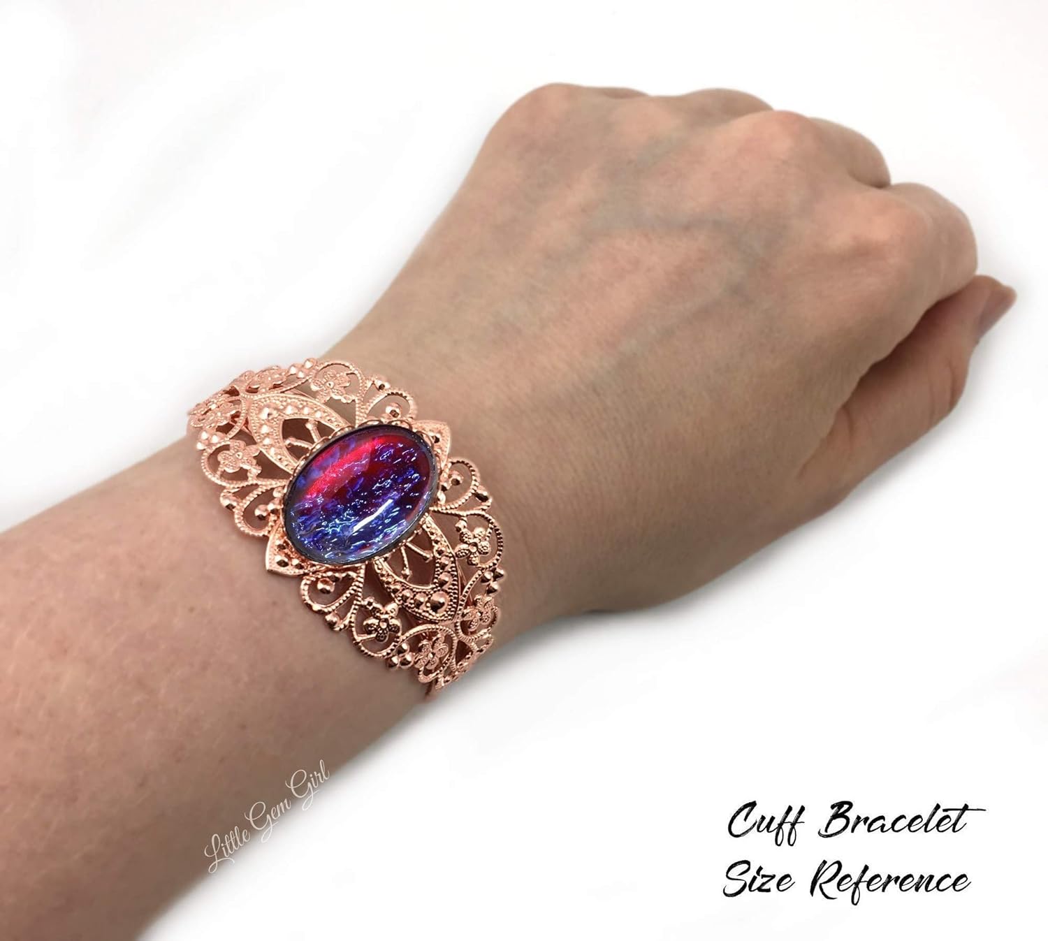 Amazon Com Synthetic Mexican Fire Opal Czech Glass Dragons Breath Victorian Style Cuff Bracelet In Rose Gold Antique Silver Or Gold Pewter Gunmetal Or Bright Silver Handmade