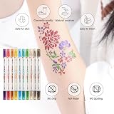 HAWINK Temporary Tattoo Markers for Skin - 10 Dual-End Pens & 56 Stencils view 6