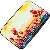 Kaabao Credit Card Holder, Metal Card Wallet RFID Blocking Mini Slim Aluminum Business Hard Card Case for Women Men (Tulip)