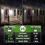 CLAONER 128LED Solar Motion Sensor Security Lights 4 Pack IP65 3 Modes view 3