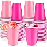 Cashger Disposable Plastic Party Cups, 16 OZ, 100 Count, Pink and Hot Pink Cold Drinking Cup for Graduation, Wedding, Birthdays, Parties, Picnics Events