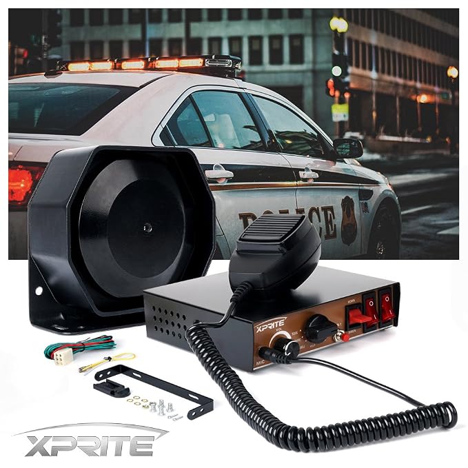 Deluxe Pelican 200 Watt Siren & PA System Bundle - 8 Siren Modes, 6 Switches, For Emergency, Police & Security Vehicles
