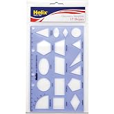 Helix - Geometryshapes Drawing Template - 17 Shapes - 20cm | Educational Tool - Enhances Precision - Ideal for Drafting and Design - Architectural Stencil - School Supplies