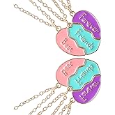 QFGasre BFF Necklace for 3, Bests Friend Necklaces Heart Broken Stitching Pendant Friendship Matching Necklaces for for Women Friendship Birthday Gift