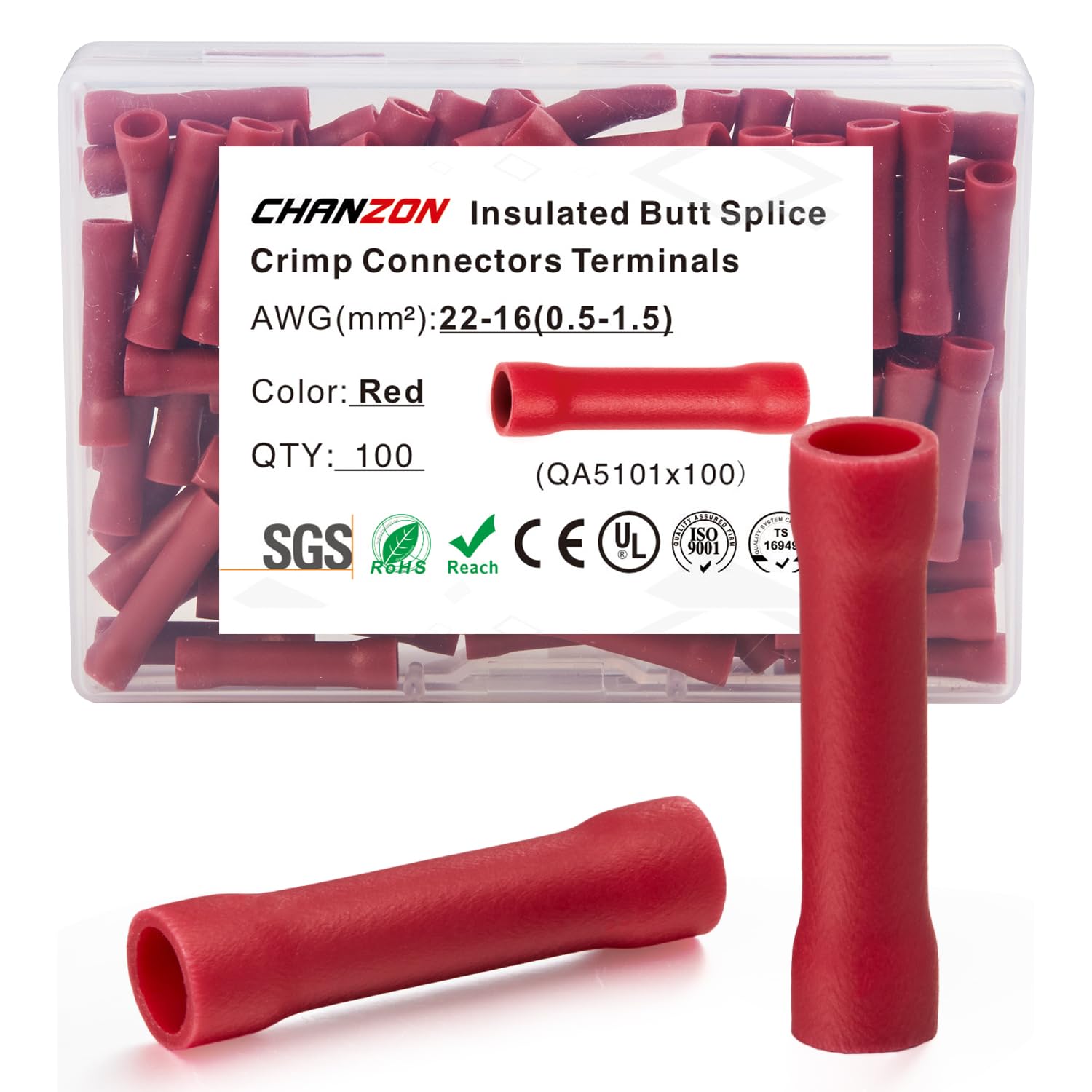 Chanzon 100pcs UL Listed Butt Splice Connectors