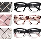 OWTXIS Oprah Style Reading Glasses for Women Blue Light Blocking Square Oversized Stylish Thick Readers Spring Hinge