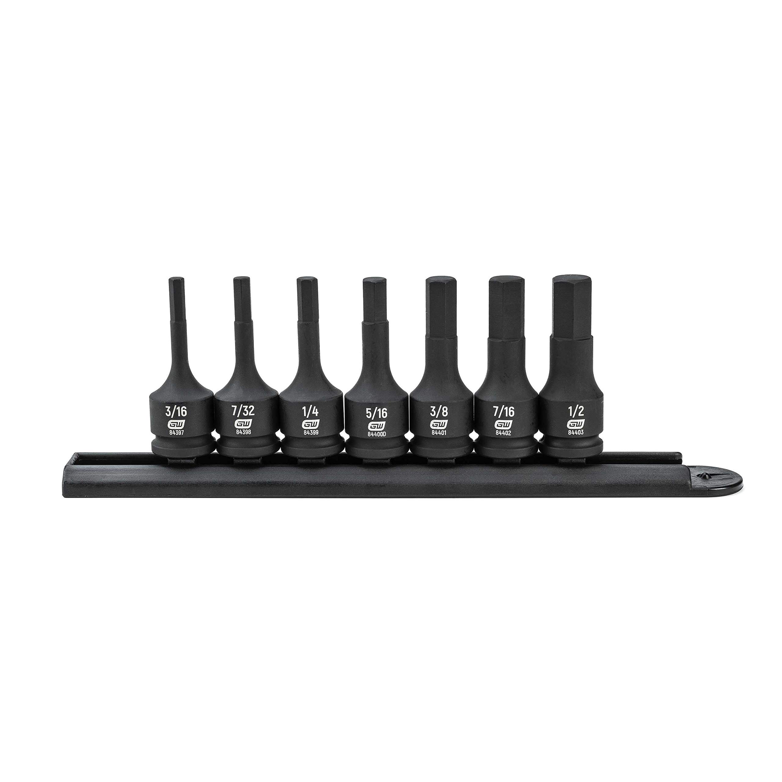 LLAVE DE ENGRANAJES 7 Pzas. Juego de vasos de impacto con punta hexagonal con accionamiento de 3/8, SAE - 84913