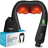 CuPiLo Cordless Neck Massager for Pain Relief Deep Tissue, FSA Eligible HSA Store Upgrade Shoulder and Back Massager with Heat, Skin-Friendly Elastic Fabric & Extended Straps for Larger Body Types