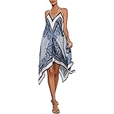 Floerns Women's Paisley Print Sleeveless Cami Dress Hanky Hem Asymmetrical Boho Dress