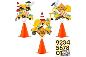 Faisichocalato 16pcs Construction Party Centerpiece Dump Truck Car Table Topper Decoration Zone Birthday Party Supplies