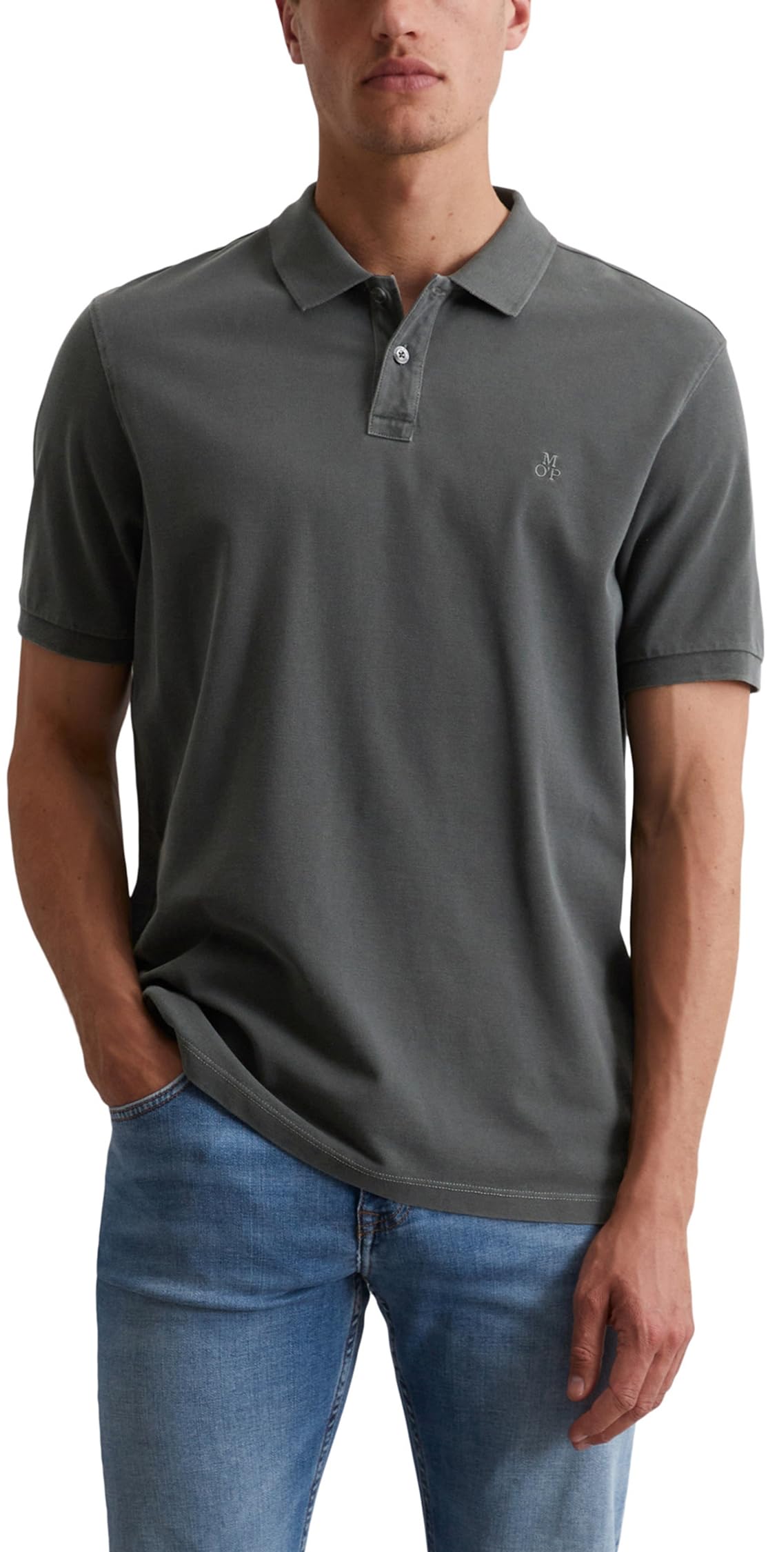 Marc OߴPolo Herren Kurzarm-Poloshirt aus Bio-Baumwolle Regular Fit, Grau (Grau), L