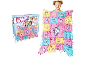 EDUMAN Unicorn Tuck N' Tying Fleece Blanket Kits, Blanket Making Kit for Kids, Knot a Quilt Kit, DIY No-Sew Crafts Toys for Girls 6+ - Ideal Arts & Crafts Birthday Gift for Cozy, Creative Family Fun