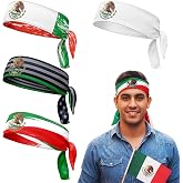 Unittype 4 Pcs Mexican Headband Bandana Mexican Independence Day Patriotic Bandana Hair Accessories Fiesta Headband Breathable Sweatband Non-Slip Fabric National Flag for Fiesta Sport Events Workout