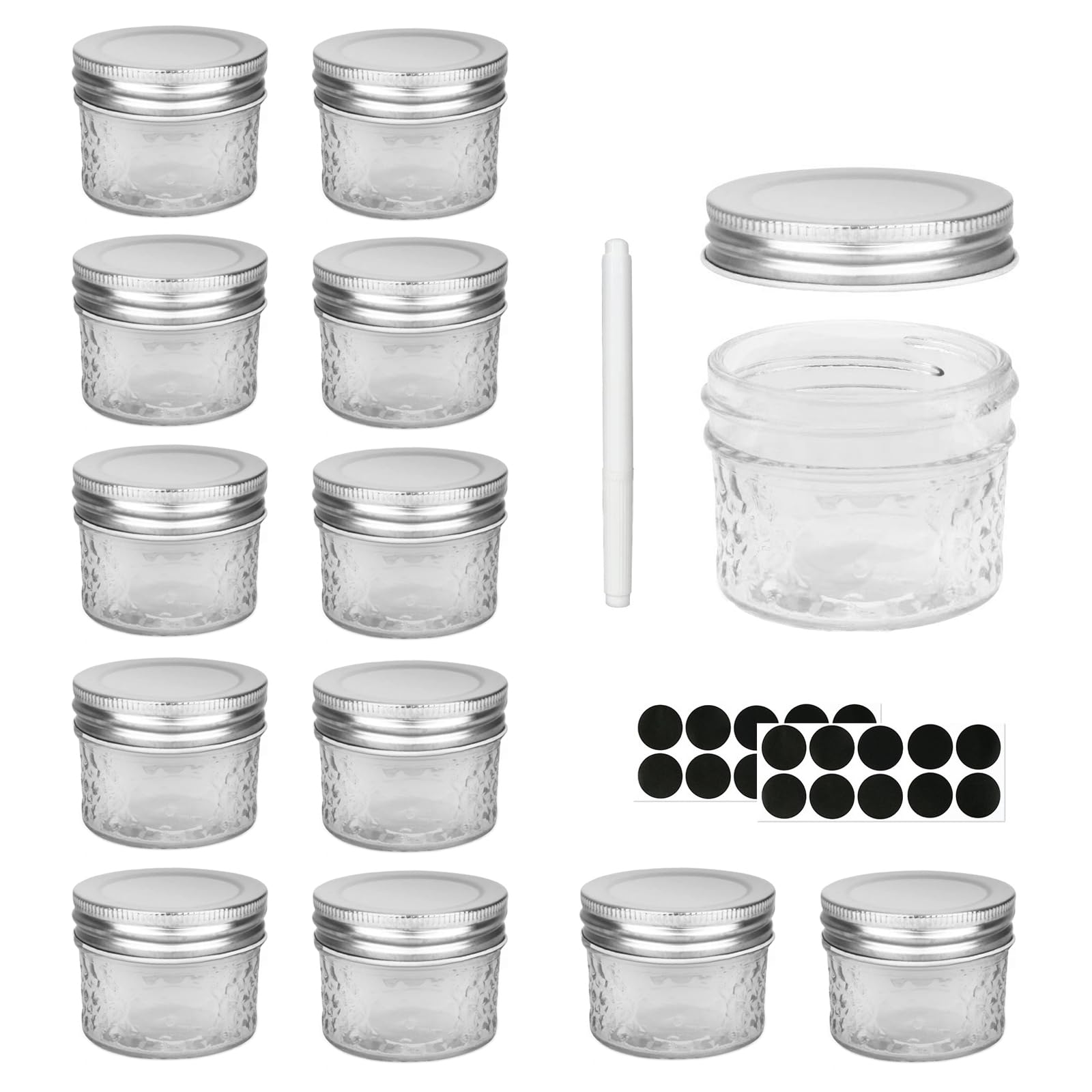 Hniuyun Glass Regular Mouth Mason Jars, Clear Glass Jars with Silver Metal Lids for Sealing (02)