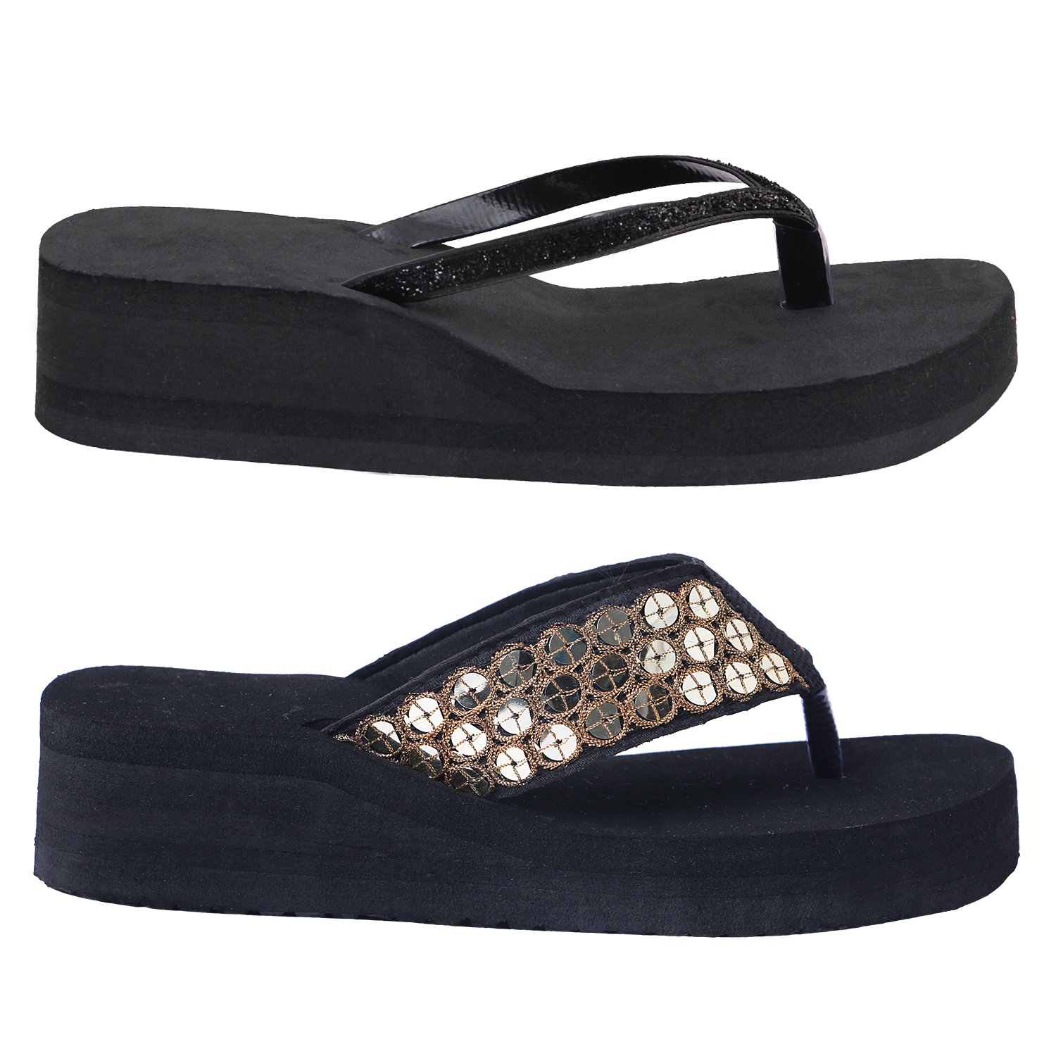 hd casual rubber flip-flop slippers for women (set of 2)