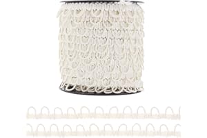 Mandala Crafts 30 Yds Elastic Button Loop Trim - Ivory Braid Trim with Elastic Loops Button Closure for Sewing Bridal Wedding Dresses, Corsets, and DIY Crafts