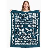 Piwaka Best Friend Blanket for Women - Cozy Throw Blanket, Thoughtful Friendship Gift, Best Friend Birthday Gifts, Soft Flannel Fleece BFF Throw (Coral Blue)