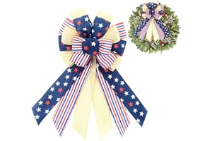 MESYGK Large Patriotic Bow Festival Celebrations Decor American Flag Bow for Indoor Outdoor Red Blue White Stars Stripe Yellow Bunting Bow Independence Day Party All Kinds of Holiday Backdrops Decorations