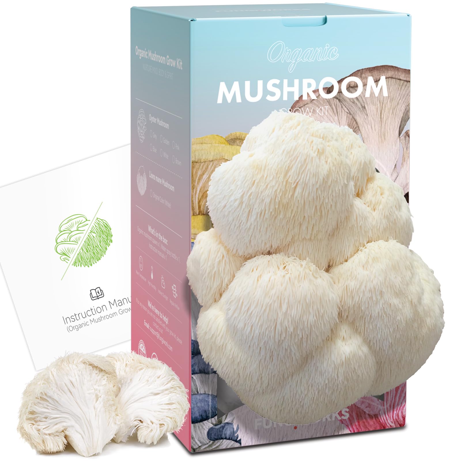 Photo 1 of Fungiworks Organic Edible 4lbs Lions Mane Mushroom Growing Kit, Made in USA, Double-Side Mushroom Grow Kit Indoor, Harvest Gourmet Mushrooms in 10 Days, Top Gardening Gift, Holiday Gift