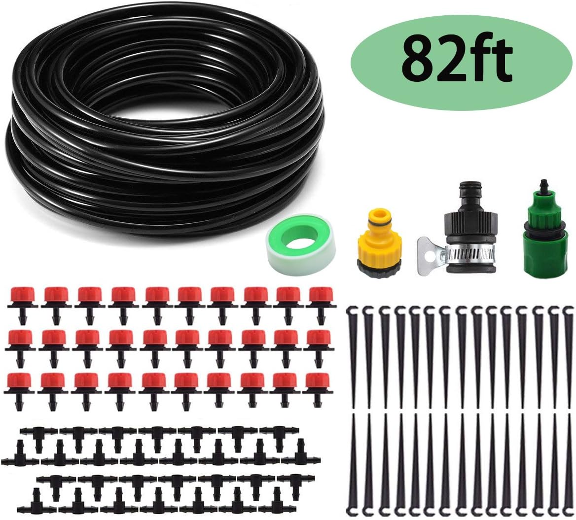 Kalolary 82ft Micro Drip Irrigation Kit System, DIY Plant Garden Hose Watering Kit