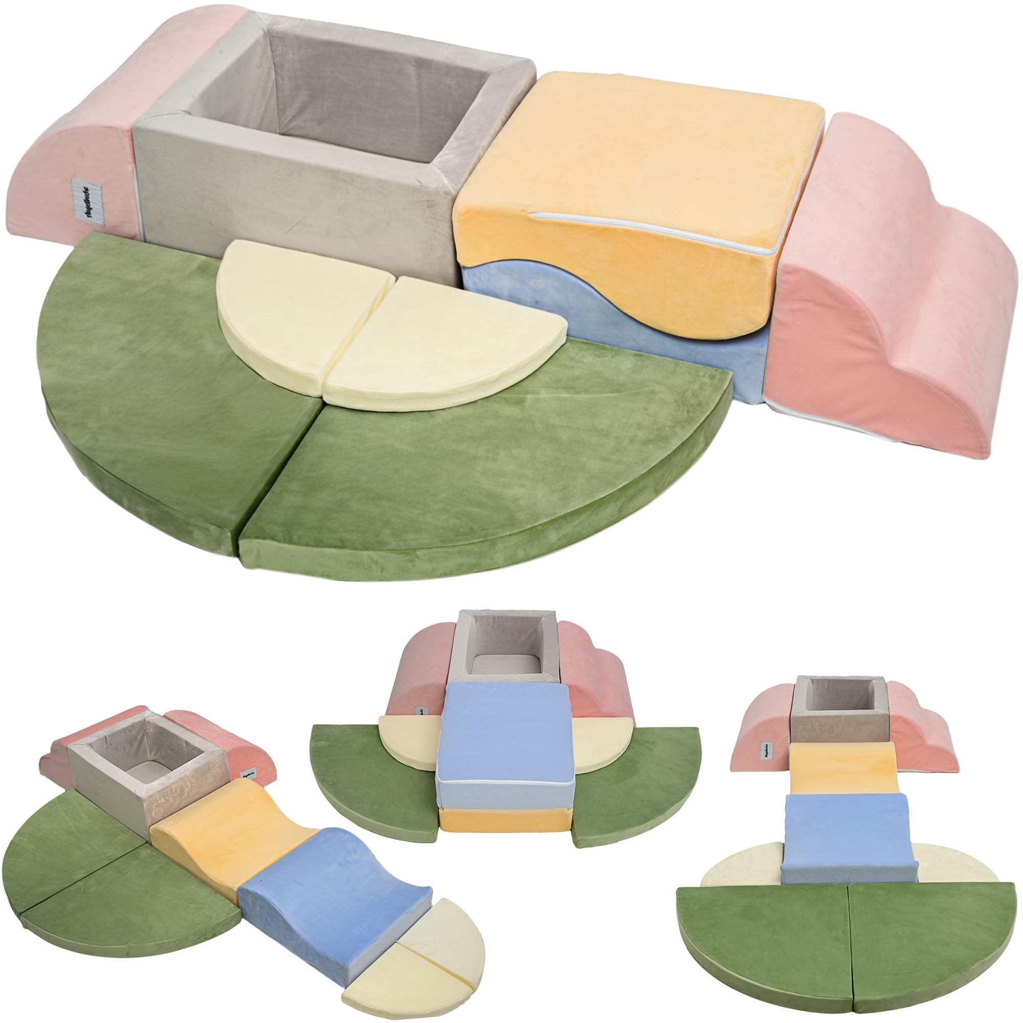 Photo 1 of ANGELBECKE Foam Climbing Blocks with Ball Pit for Toddler, 9-Piece Soft Toddlers Climbing Toy Indoor for Kids Crawling, Soft Play Set Playground